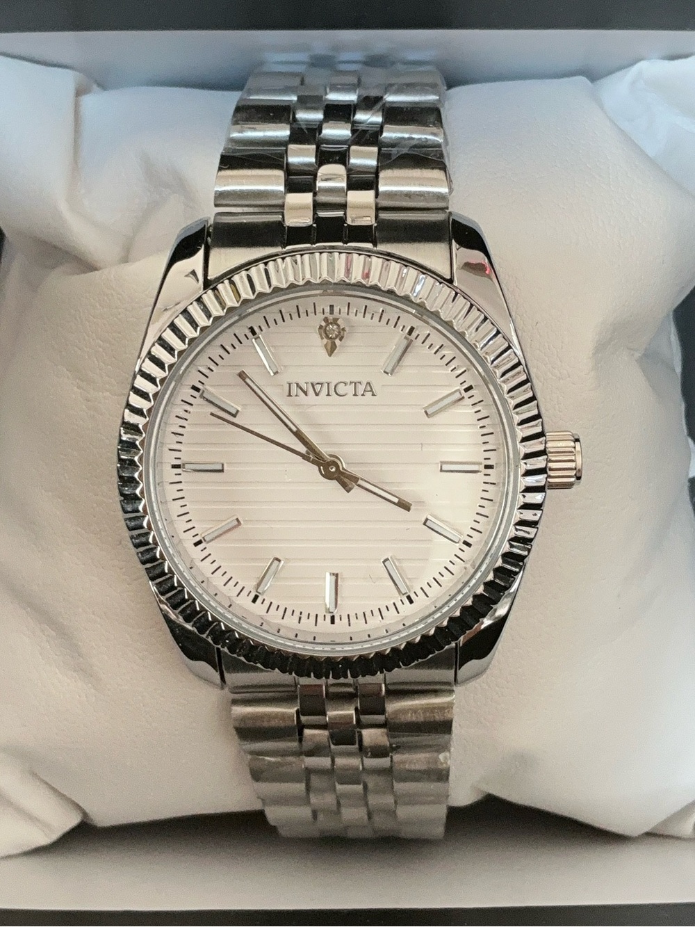 Invicta Men’s Silver 36mm Stainless Steel Bracelet Watch with White Dial